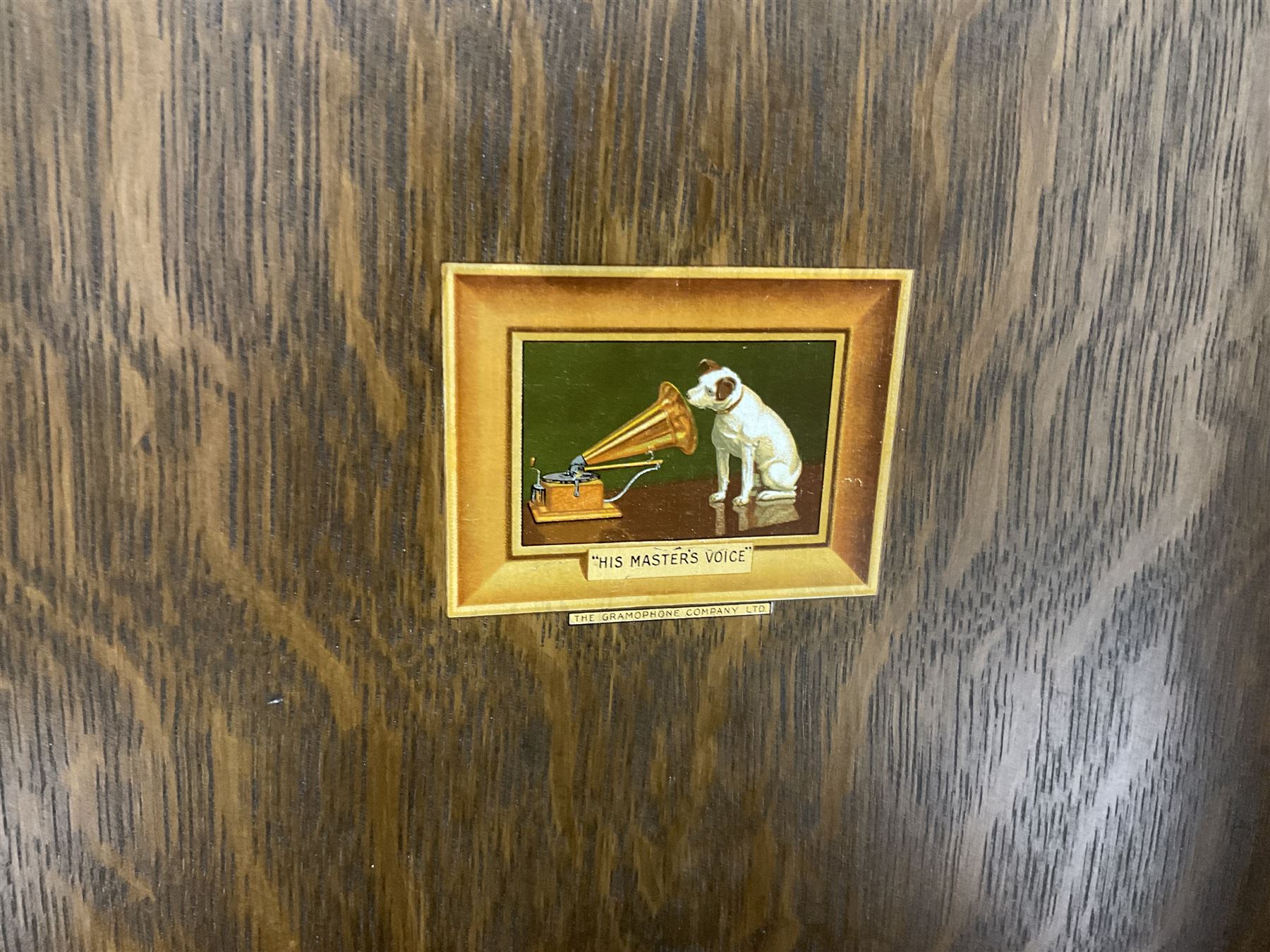 His Master's Voice Lumiere Gramophone, model no. 460 c1925, oak cased table top model with 12