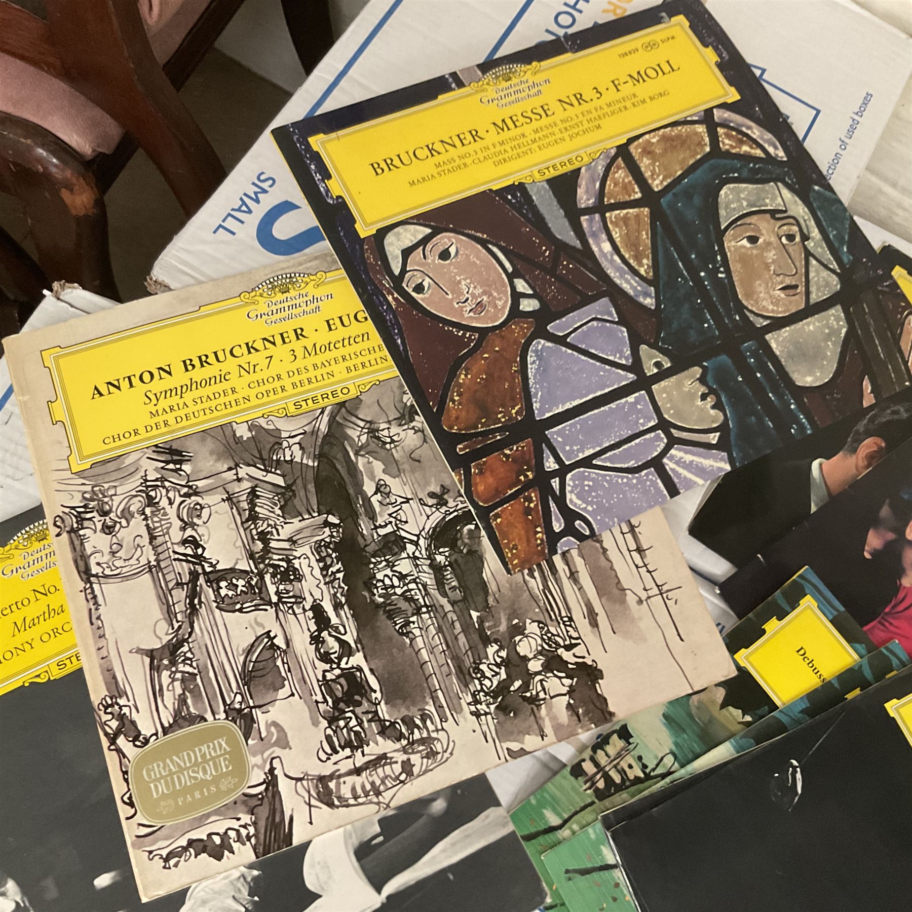 Collection of vinyl LP records in four boxes, mainly Classical, including Simon Preston Plays the Organ, Michael Tissier, Philip Dore and the Organ at Ampleforth Abbey and Christopher Dearnley, etc