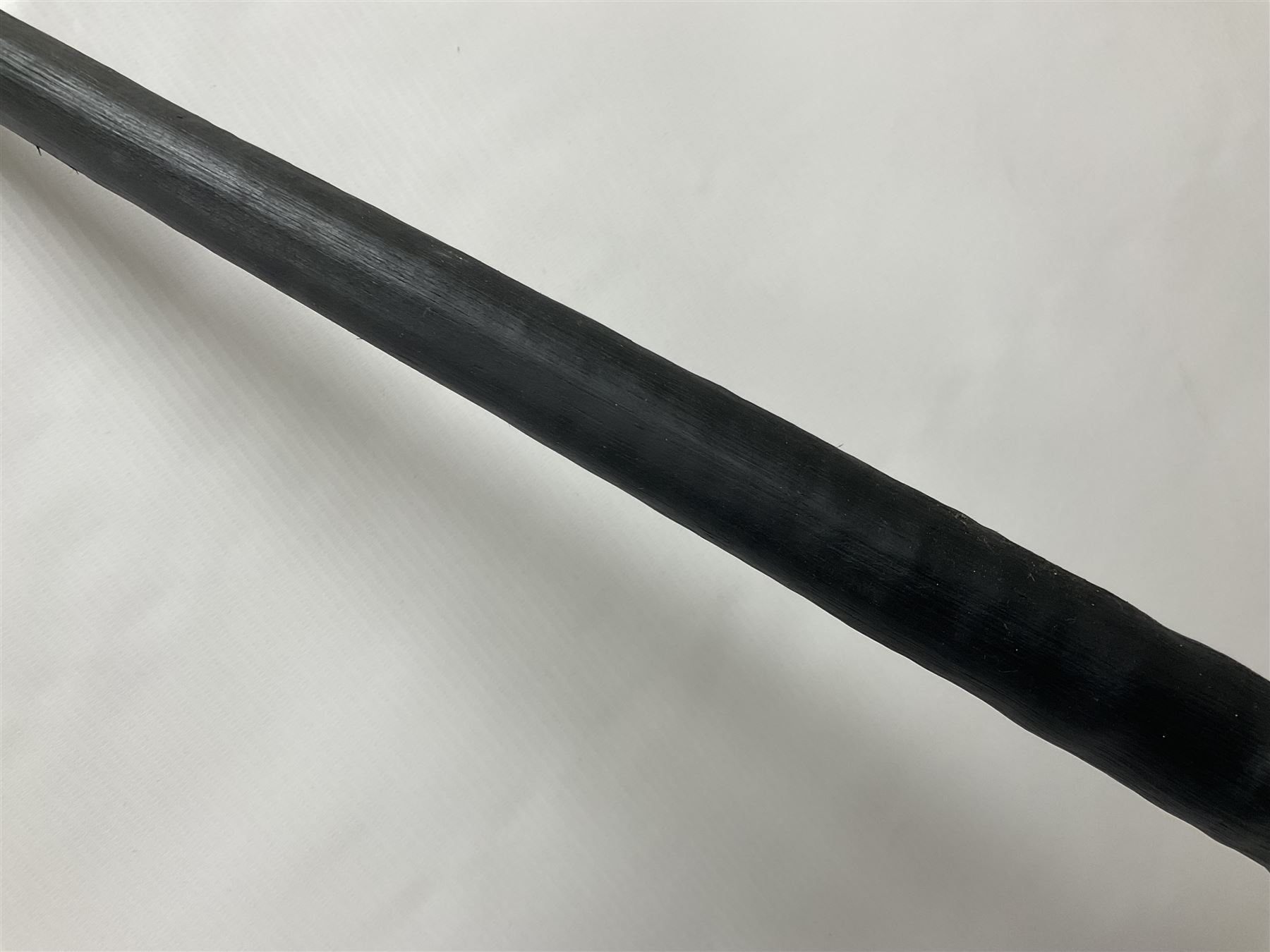 Antlers/Horns: Gemsbok Oryx (Oryx gazella gazella), pair of oryx curved horns on partial skull, mounted on an ebonised shield, H130cm