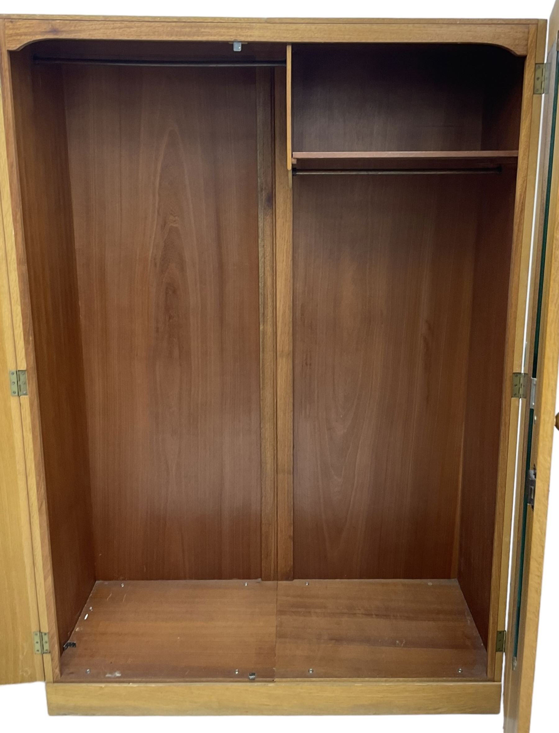 Meredew - mid-20th century oak single wardrobe (W61cm, H153cm, D46cm); and matching double wardrobe (W122cm, H176cm, D54cm)