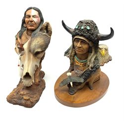 Two J.H. Boone figures of a Native American, 'Vanishing Breeds' and 'Betrayal' by Gary Rose, H32cm & H30cm