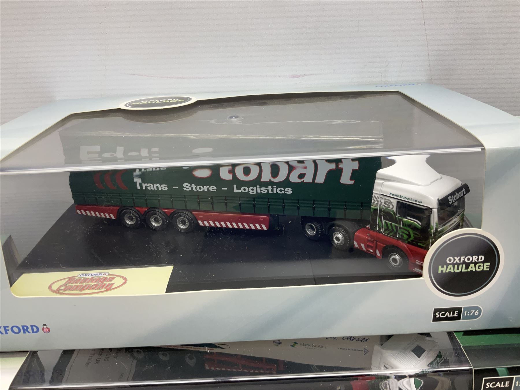 Oxford Die-Cast Eddie Stobart - nine various lorries in the Oxford Haulage series including special and limited editions; all in perspex display cases and boxes (9)