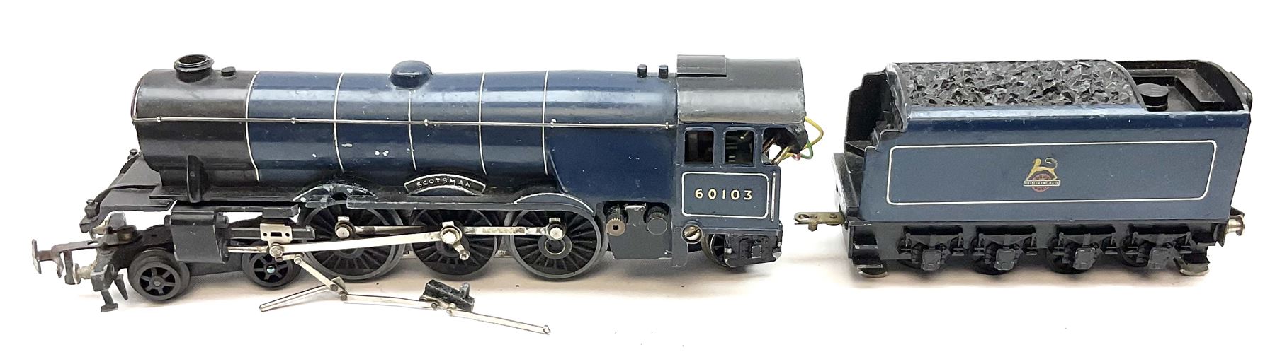 Trix Twin - three-rail A3 Class 4-6-2 locomotive 'Scotsman' No.60103 in British Rail dark blue with tender; and Midland Compound Class 4-4-0 locomotive No.41128 in British Rail black with tender; both unboxed (2)