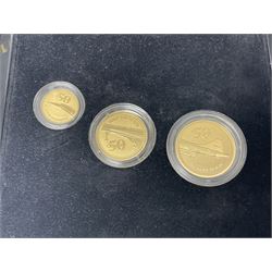 Queen Elizabeth II Gibraltar 2019 'The Concorde 50th Anniversary Gold Sovereign Prestige Set', comprising full, half and quarter sovereigns, cased with certificate, together with various items of Concorde memorabilia including cased binoculars, flight certificate for Heathrow to Moscow, 'Concorde Through The Lines' photographic tribute book etc