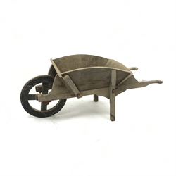 Early 20th century elm wheel barrow, L147cm