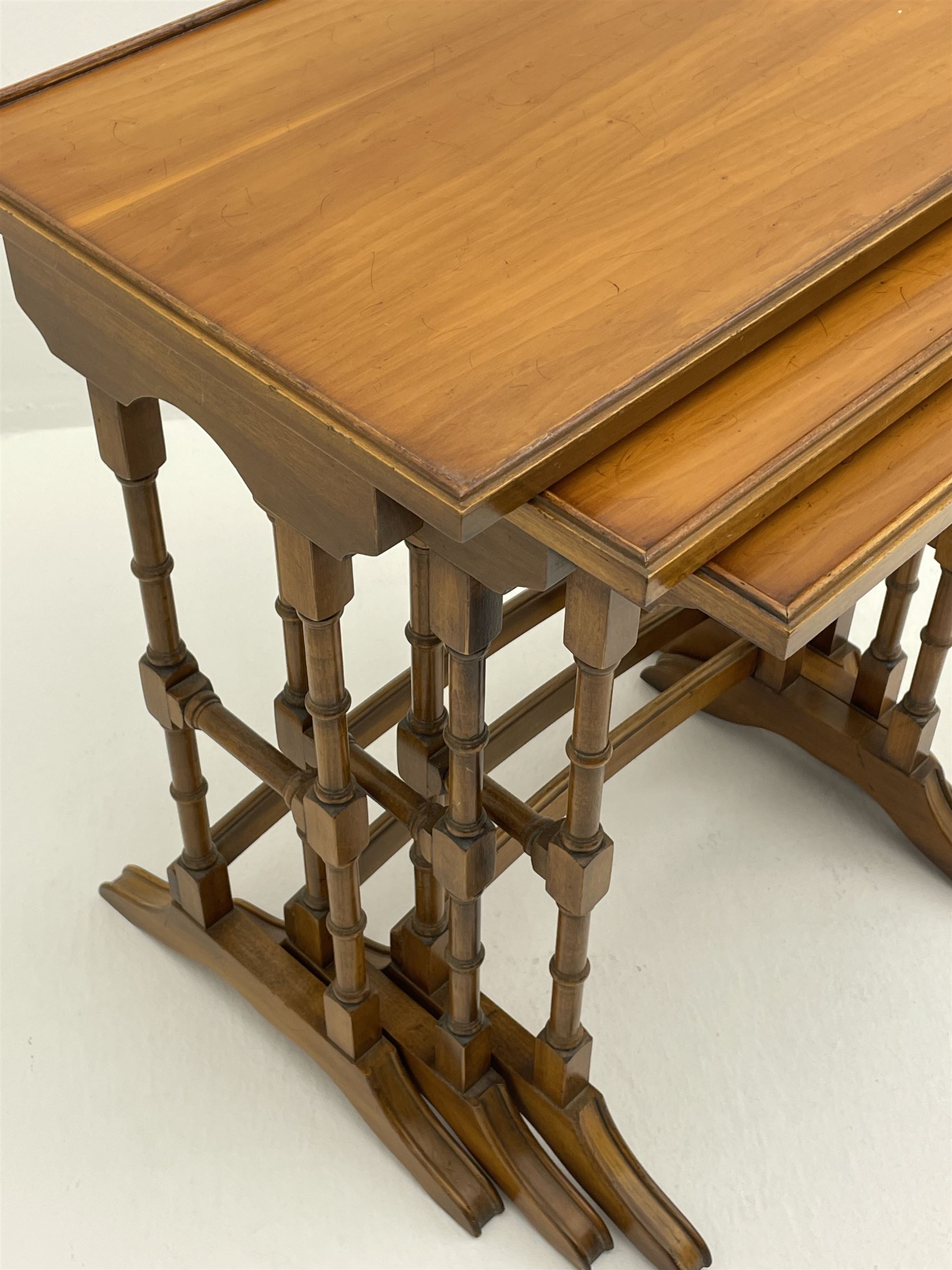Bevan Funnell Reprodux yew wood nest of three tables The Furnishings