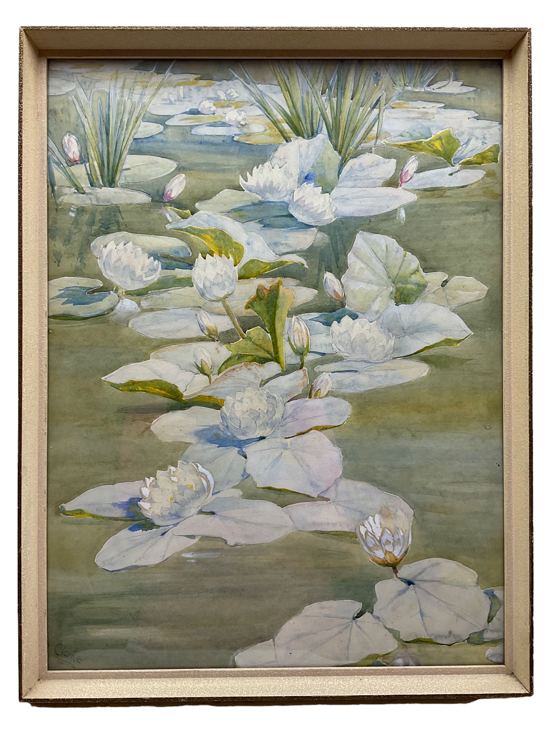 Richard Edward Clarke (British 1878-1954): Waterlilies, watercolour signed 53cm x 40cm