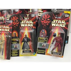 Star Wars - twenty-four Star Wars Episode One figures in card backed packaging; Collections 1, 2 and 3 with Electronic Commtalk reader for each figure's commtalk chip.