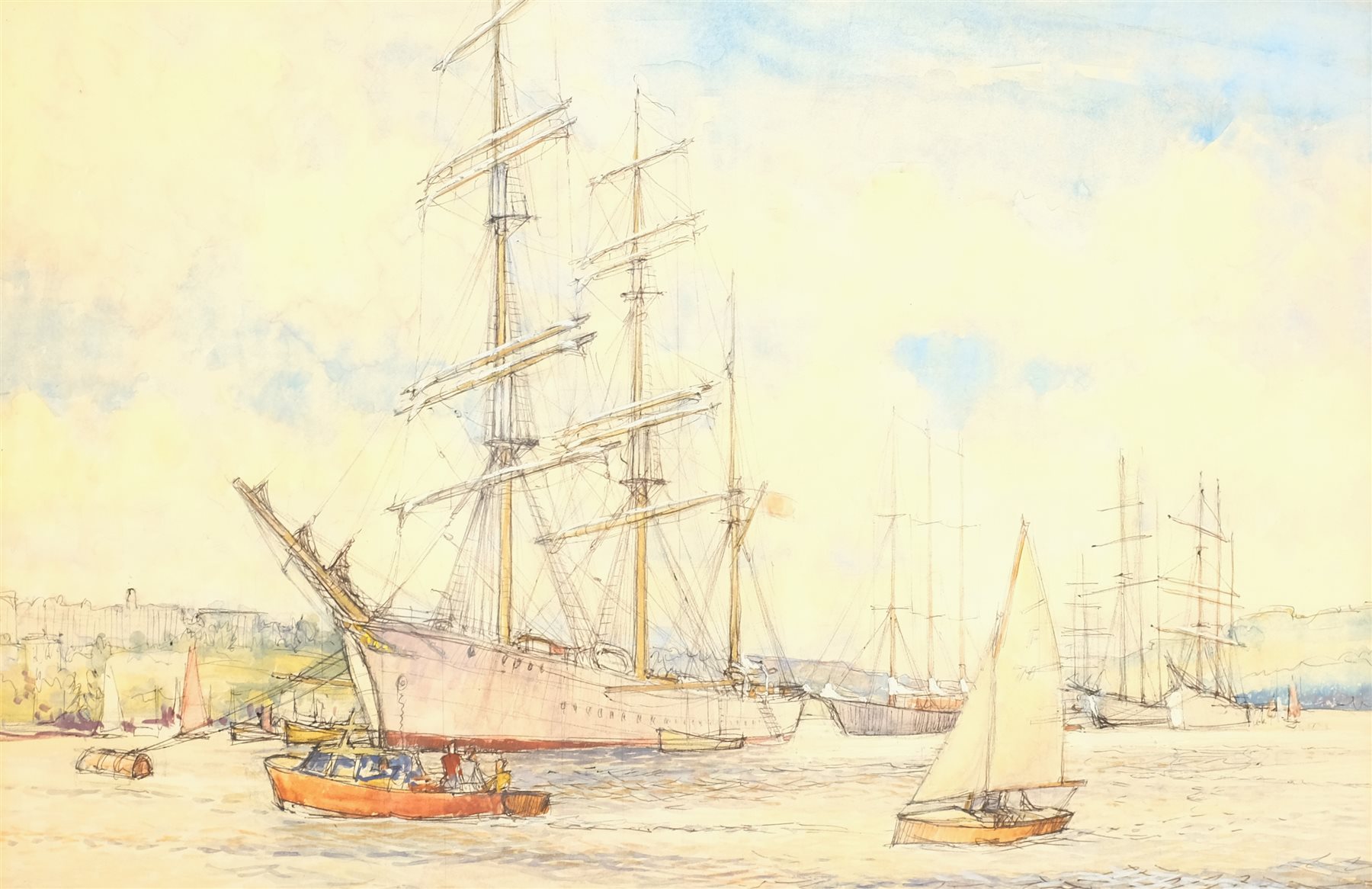 Frank Winston Shipsides (British 1908-2005): 'Shipping in the Estuary', watercolour unsigned, titled verso 25cm x 37cm