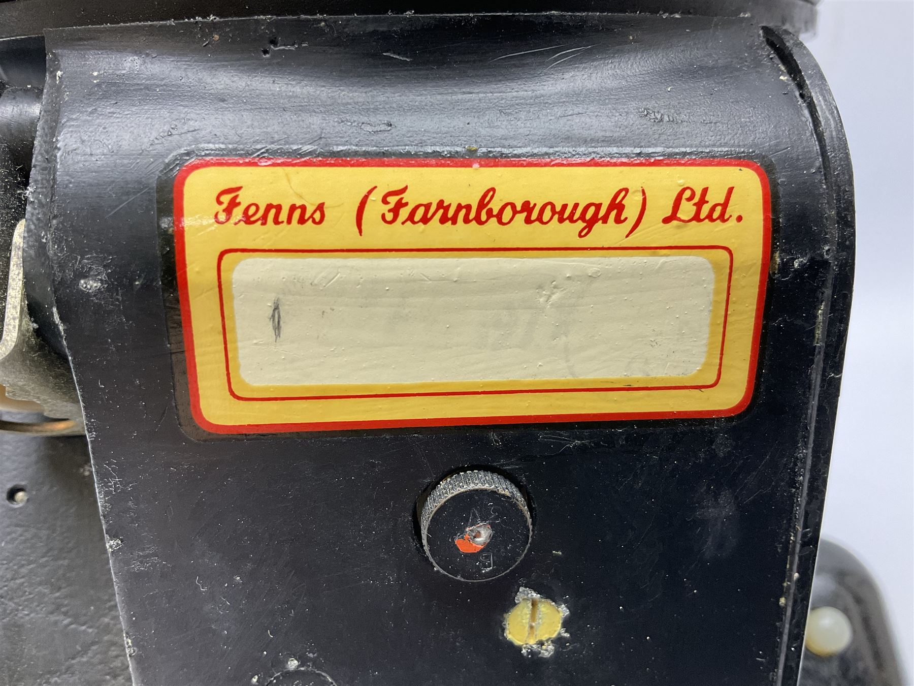 Air Ministry Periscopic Sextant Mk.2B, possibly by Kelvin & Hughes, Ref.No. 6B/2838 Serial No. 158KH1/59, bearing Fenns (Farnborough) Ltd label; in black pyramid shaped stowage case with various labels