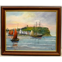 Robert Sheader (British 20th century): Sunset Off Scarborough, oil on board signed 27cm x 35cm