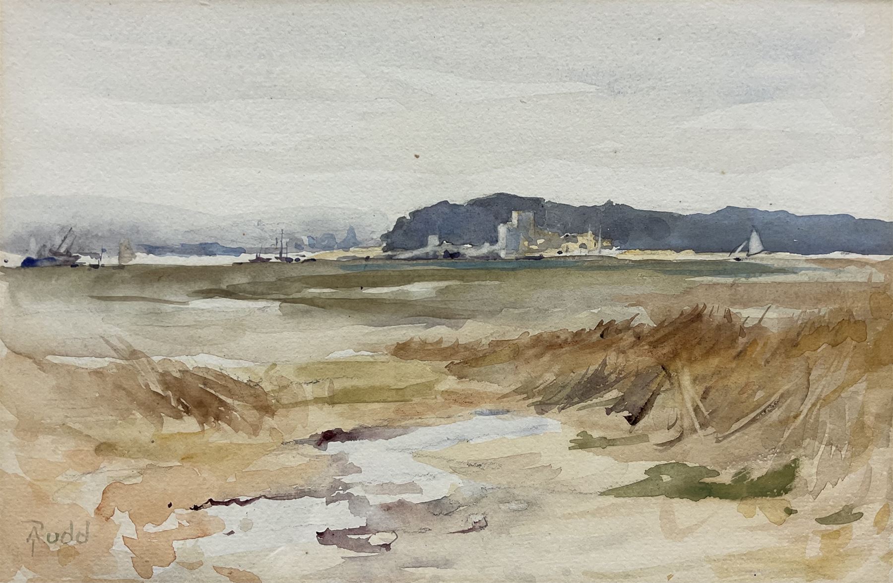 Agnes J Rudd (British fl.1880-1938): Marshland Landscape, watercolour signed 17cm x 25cm