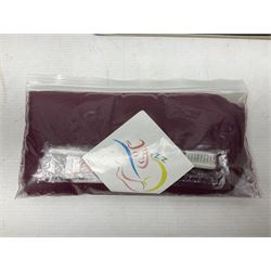 British Airways Concorde - inflight complimentary amenity pack including footwear, menu, stationery, three photographic slides, luggage label, cocktail stirrers, eye shades, fact sheet etc; in original branded blue vinyl bag with used 18th September 1977 ticket from Bahrain to London; together with a Singapore Airlines amenity kit bag with contents