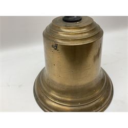 20th century large and heavy uninscribed ship's bronze bell with clapper H30cm including bracket D27cm