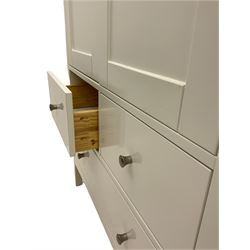 White finish double wardrobe with drawers