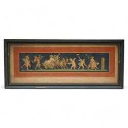 Geramia Discanno (Italian 1839-1907): Pompeii Frescos of Putti and Amorini, set seven 19th century lithographs with hand-colouring pub. 'Pompeii, House of the Vettii, Piccoli Amorini', Italy c.1890 max 18cm x 50cm (7)
Notes: Discanno was an Italian genre and landscape painter, who collaborated with archaeologists, lithographers and art historians to record the wall paintings in the Roman ruins of Pompeii and Herculaneum that were being excavated at the time.