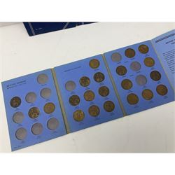 Fourteen part filled Whitman folders, including farthings, halfpennies, pennies and sixpences