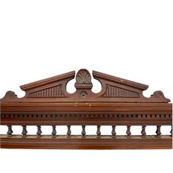Edwardian walnut over-mantle mirror, bevelled plate
