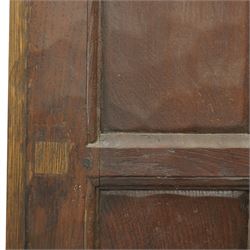 Mouseman - 1940s panelled and adzed oak front door with frame, iron rope twist handles, with carved mouse signature, by Robert Thompson of Kilburn 