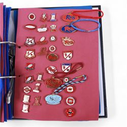 Rugby league enamel badge collection, from Oldham, Rochdale Hornets, St Helens, Salford, Sheffield Eagles, Huddersfield Giants, Hull FC, Hunslet and Keighley Cougars, housed in two folders, (approximately 330)