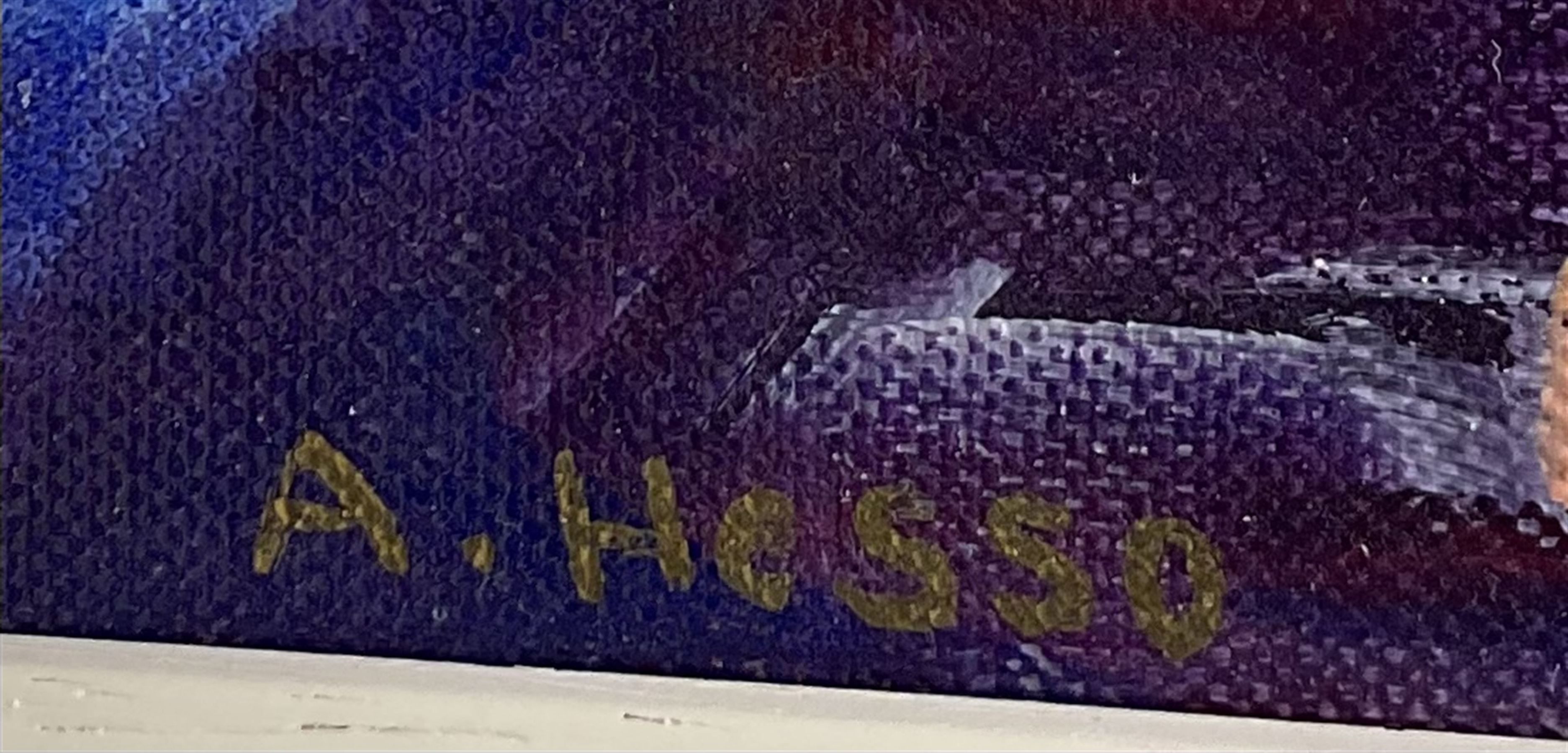 Al Hesso (Swedish Contemporary): The Stairway Gamla Stan, oil on canvas signed, titled and dated 2010 verso 40cm x 32cm