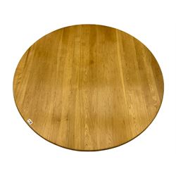 Neptune Furniture - Chichester oak and cream painted dining table with circular top, square leg with curved stretcher base