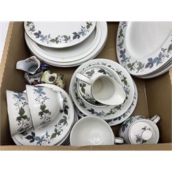 Quantity of ceramics to include four Fauna vases and jugs, Royal Doulton Burgundy pattern tea and dinner wares, Mason's ironstone, pastille burner etc in two boxes