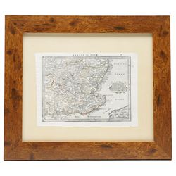 Gerard Mercator (Flemish 1512-1594) and Jodocus Hondius (Flemish 1563-1612): 'Angliae VI. Tabula.', 17th century engraved map with hand-colouring of southern and central England, from the Latin edition of the Atlas c.1630, 17cm x 23cm