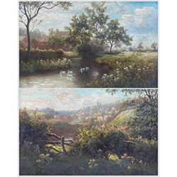 William Mellor (British 1851-1931): 'Knaresborough' and 'View of Knaresborough', pair oil on canvas signed, titled on the mount 21cm x 31cm (2) 