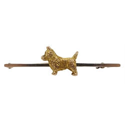  Early 20th century gold Scottie dog bar brooch, stamped 9ct  