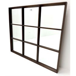 Nine panel mahogany framed mirror 