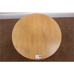  Dwell Furniture walnut circular lamp table, single shaped shelf, D40cm, H50cm  