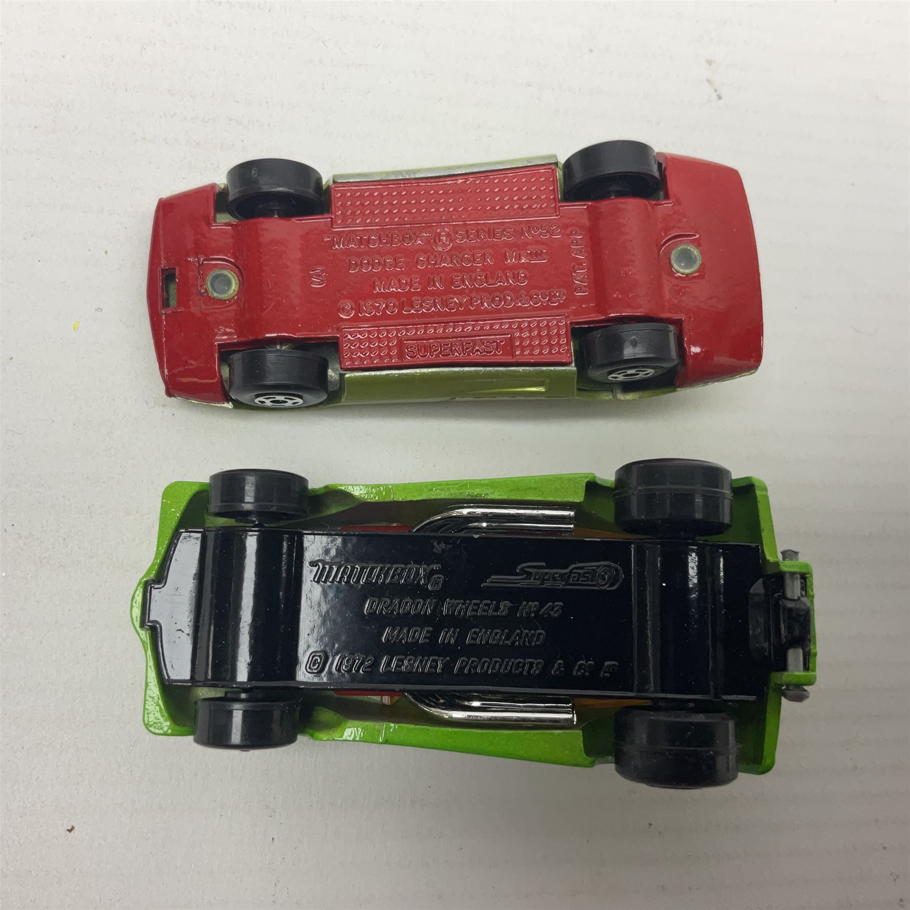 Matchbox 1-75 Series 'Superfast' ex-shop stock - eight models ccomprising 30d Beach Buggy, 41d Siva Spyder, 43d Dragon Wheels, 44d Boss Mustang, 45c Ford Group 6, 51d Citroen S.M., 52c Dodge Charger Mk.III and 75c Alfa Carabo in 39d Clipper box; all boxed (8)