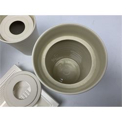 Hornsea Pottery Rainbow planter by John Clappison, together with two Horsea Concept vases with flower holders and Hornsea Stadium dish, largest example H16cm