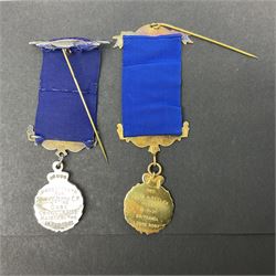 Hallmarked silver and other Masonic and similar jewels or medals, including hallmarked silver and enamelled 'Royal Masonic Institution Boys Steward 1929' jewel etc