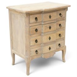 ML DS OKA - French design chest of drawers with limed oak finish, moulded breakfront top o...