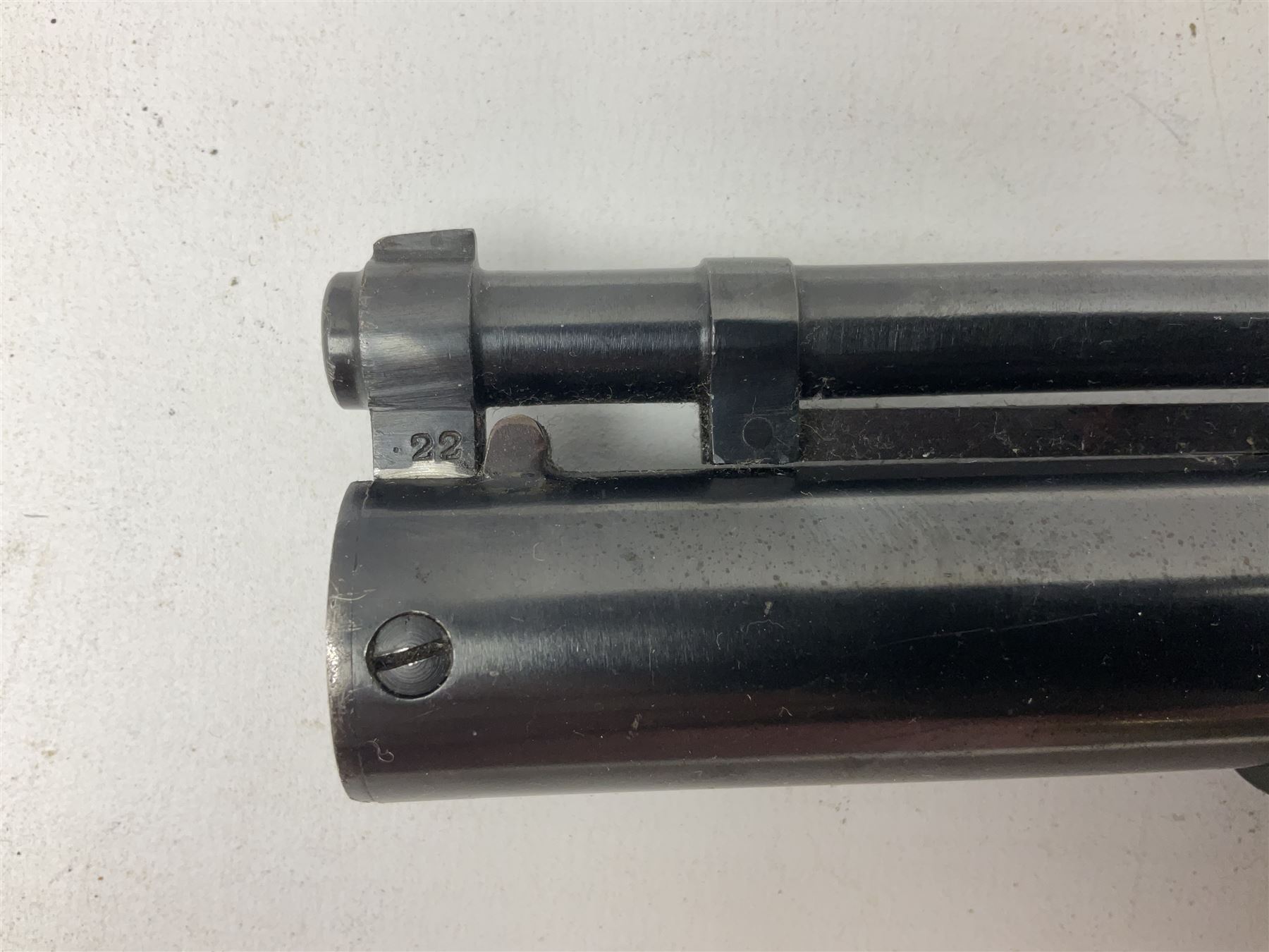 Webley Premier .22 air pistol with over lever action No.902 L24cm; and quantity of .22 pellets in two tins