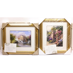 After Thomas Kinkade (American 1958-2012): Cottage and River scenes, set of six colour prints 28cm x 35cm, with certificates in gilt frames unopened in original packaging (6)