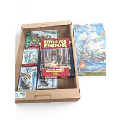 Airfix Golden Hind model kit, West End Games Battle of Endor Solitaire game and a collection of Esci and Airfix model soldiers, all boxed