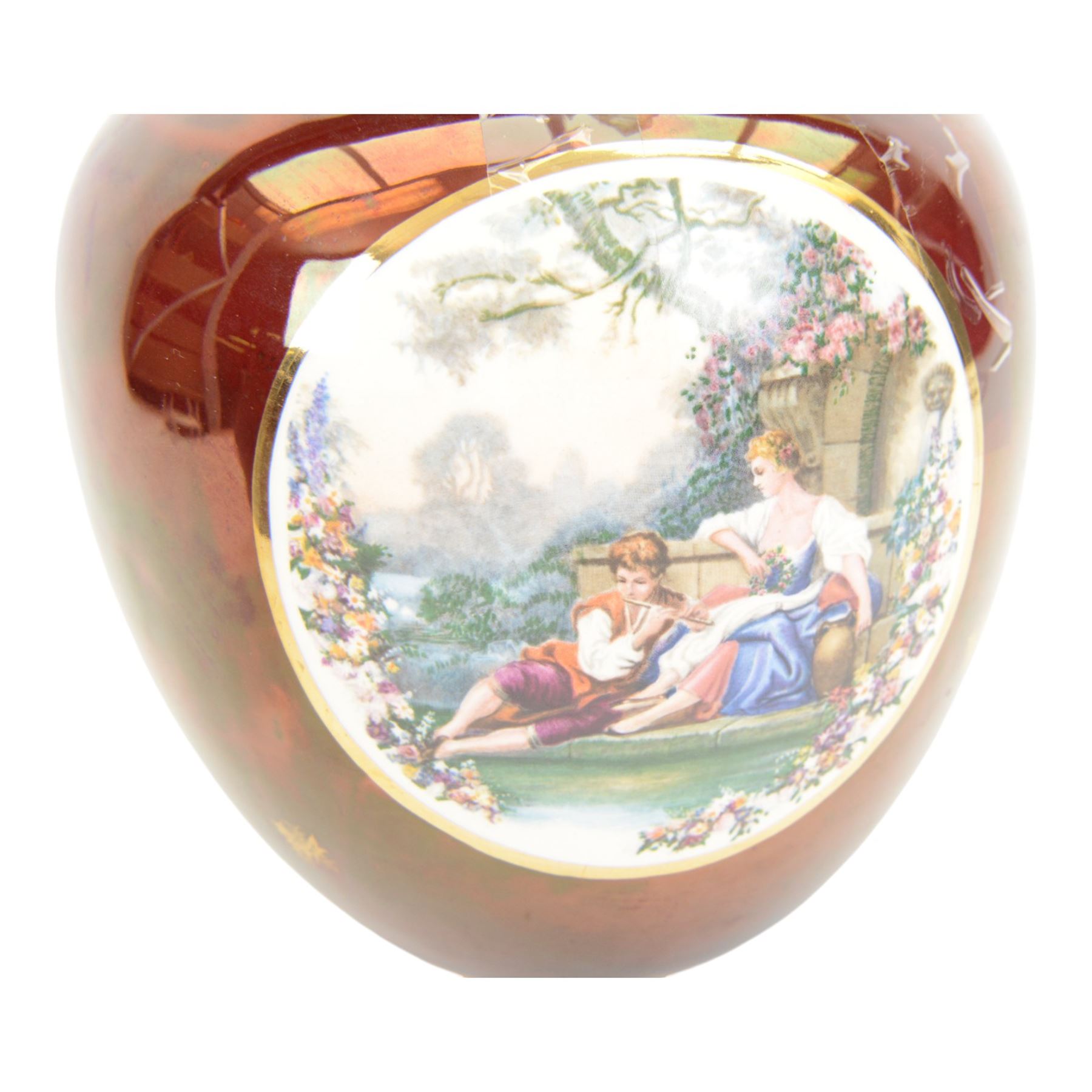 Tureen Lignum vitae vase, together with Carlton Ware ginger jar and cover