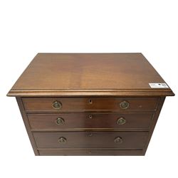 Georgian design mahogany pedestal chest, moulded rectangular top over six graduating cock-beaded drawers, on bracket feet