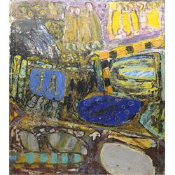 Gillian Ross Kelsey (British 1935-2025): 'The Meeting Place', acrylic on canvas unsigned 1...