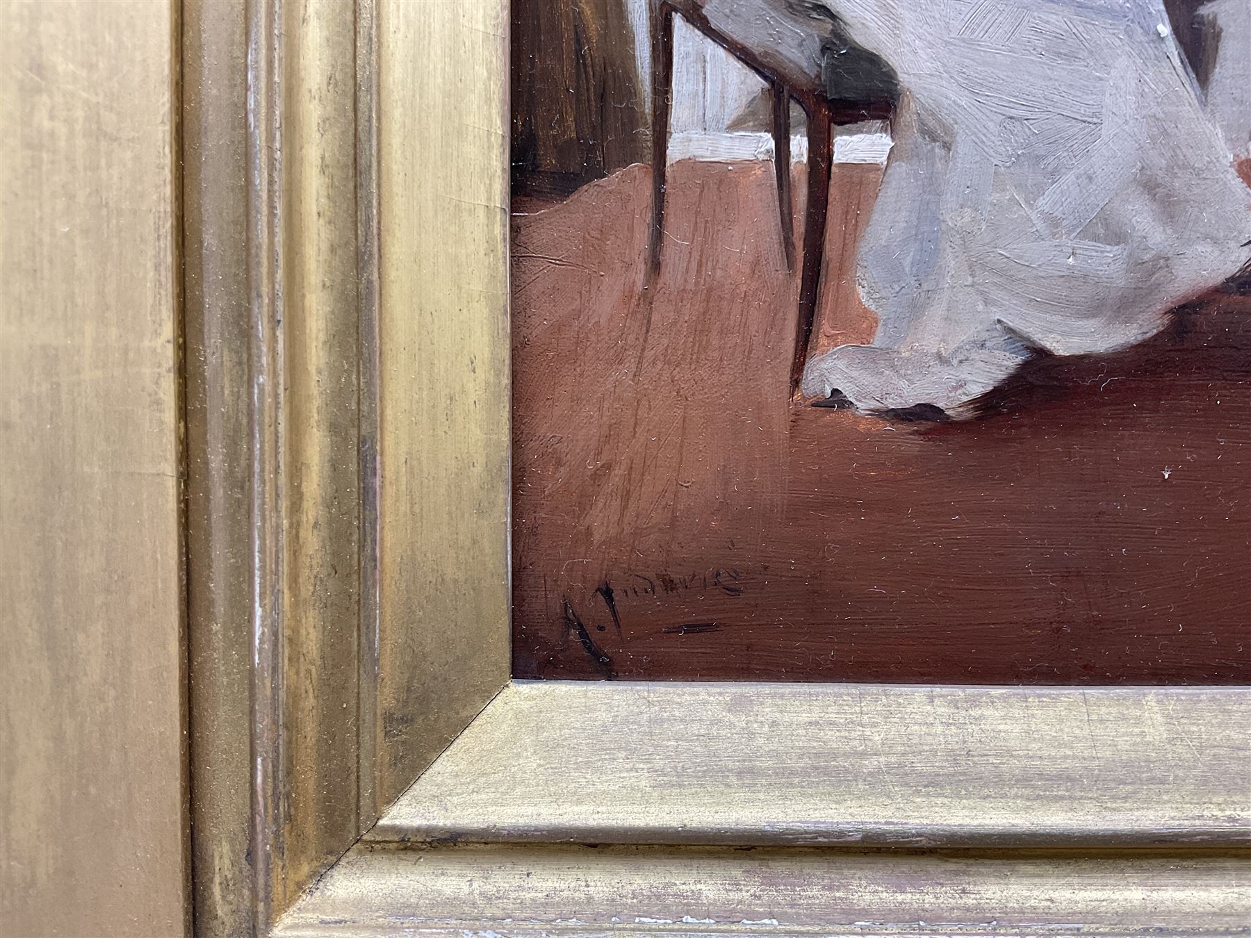 Albert Ludovici Jnr. (British 1852-1932): The Piano Recital, oil on panel signed 24cm x 16cm