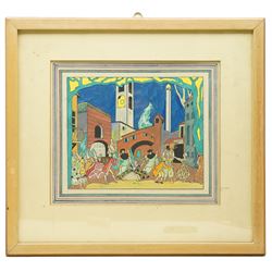 Ethelbert White (British 1891-1972): 'The Good-Humoured Ladies' design for a Diaghilev stage set, ink and gouache unsigned, Christie's stencil verso 24cm x 28cm 