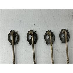 Nine WW2 German lapel pins including five Infantry Assault, Tank Assault etc 