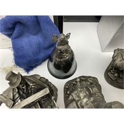Twelve Franklin Mint pewter figures, to include some from the Cries of London series, together with a Franklin Mint 1937 Rolls Royce Phantom III pewter model and Danbury Mint Christmas bells