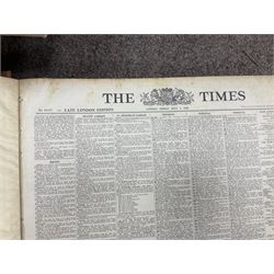 The Times Newspaper; an archive of The Times newspapers bound as four albums, comprising 1936 May & June, 1937 March & April, 1939 July & August 