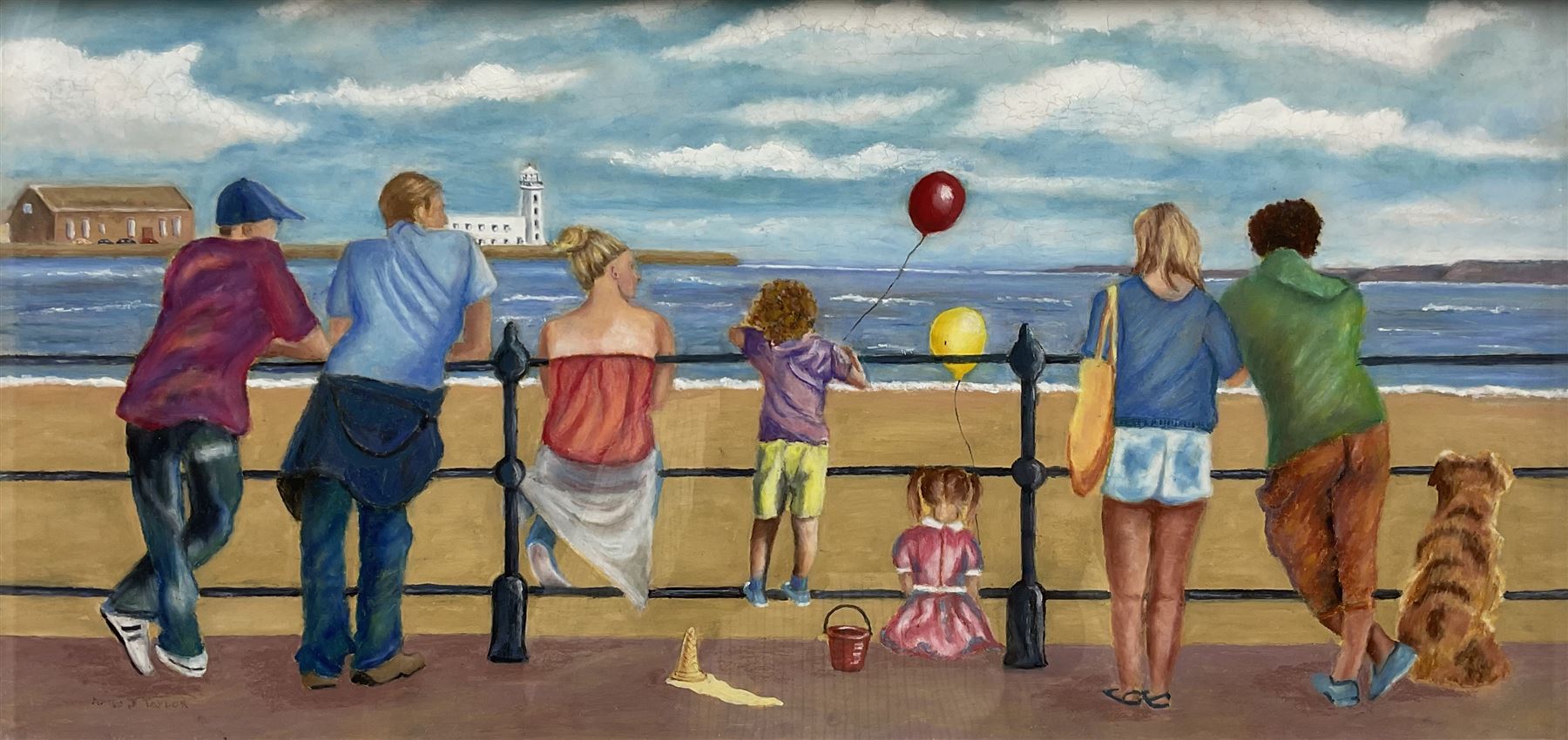 Anne J Taylor (British Contemporary): On Scarborough Foreshore, pastel signed 29cm x 59cm