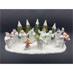 Coalport Characters The Snowman; The Snowman's Party, modeled as the party scene from the snowman, limited edition 316 of 500, with certificate and original box, H16cm L47cm   