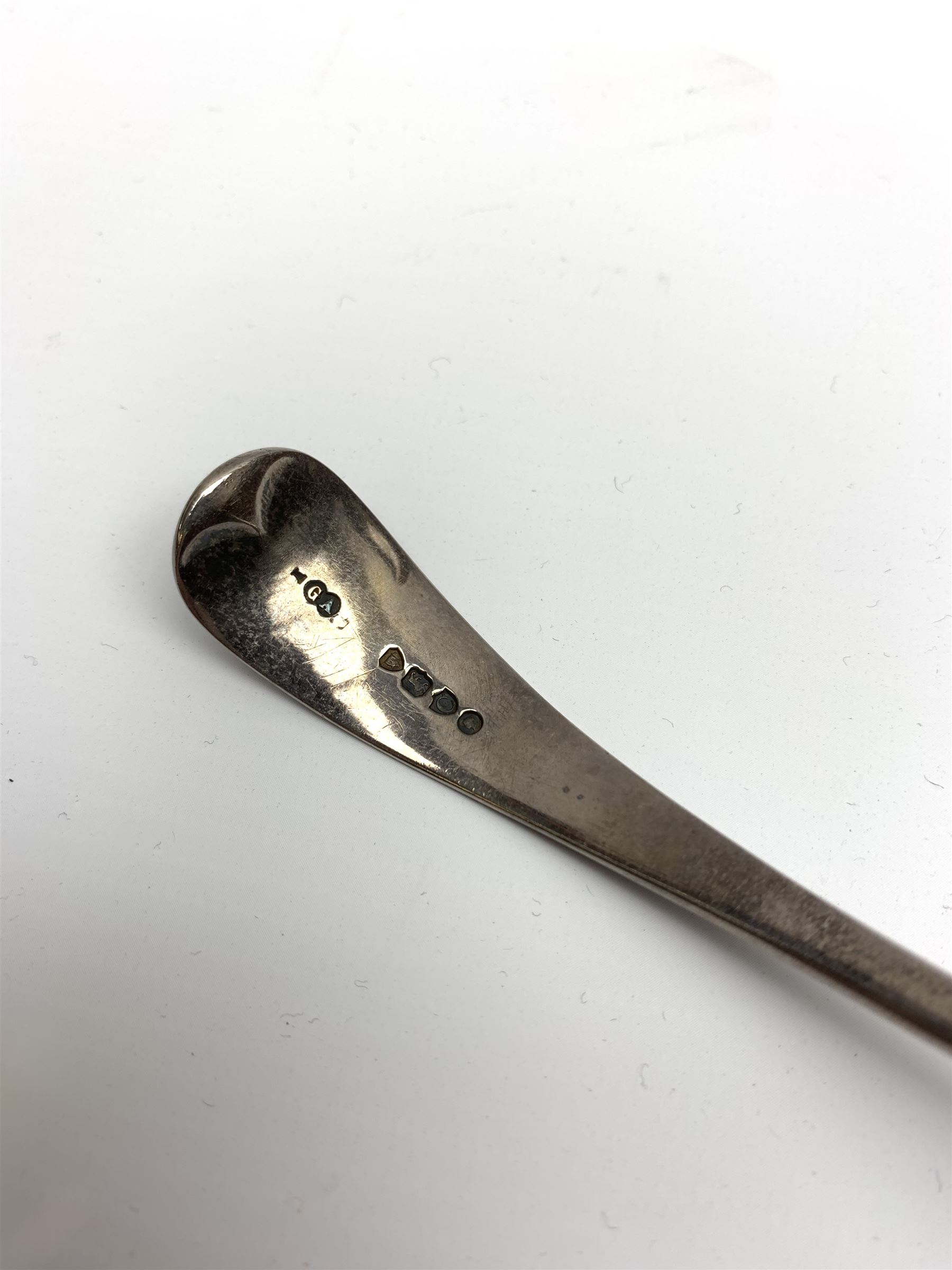 Late 19th/early 20th century composite canteen of silver flatware, contained within an early 20th century mahogany serpentine fronted case with twin drop carry handles, and hinged cover with boxwood stringing and central inlaid shell motif, above a single drawer with twin ring handles and Wellington style locking system, the cover and drawer opening to reveal plaque for Spink & Sons Ltd London, and fitted interior containing ivory handled knives, ivory handled carving set, and silver Hanoverian and Old English pattern cutlery, each with engraved monogram to terminal, hallmarked London, makers Spink & Son (John Marshall Spink), Goldsmiths & Silversmiths Co, and Chawner & Co (George William Adams), various dates ranging 1880-1923, gross weighable silver 92.59 ozt (2880 grams)